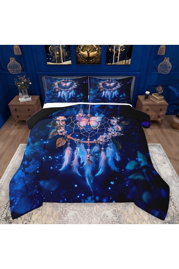 Twin Size 2-Piece Bohemian Feather Dreamcatcher Comforter Set
