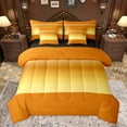 thumbnail image 1 of Castle Fairy Female Men Adults Minimalist Wide Stripes Twin Bedding Sets 7-Piece,Mid Century Orange Golden Bedding Comforter Set Microfiber,Geometric Polka Dots Breathable Sheet Sets, 1 of 8