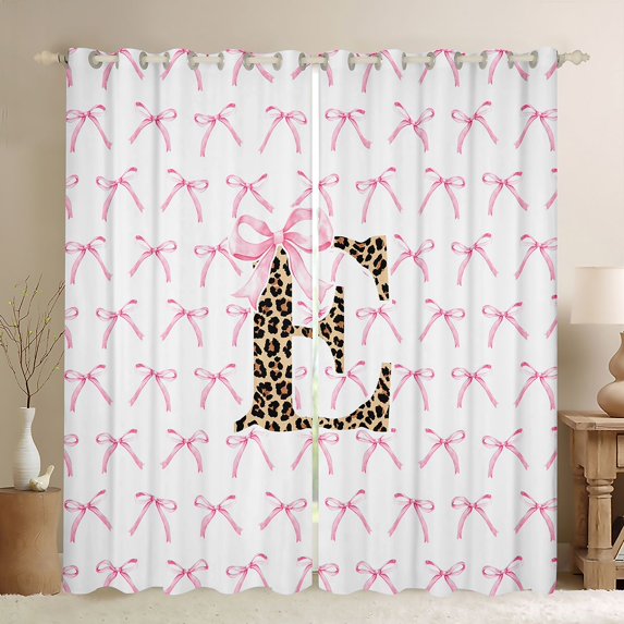 Castle Fairy Female Men Adults Personalized Initial Bowtie E Blackout Curtains Set of 2 (52x84 Each),Animal Cheetah Print Window Curtains,Dreamy Princess Curtains and Drapes,Lightweight Room Decor