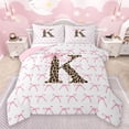 thumbnail image 1 of Castle Fairy Female Men Adults Personalized Initial Bowtie K Bedding Comforter Set 2pcs,Animal Cheetah Print Twin Comforter Sets Microfiber,Dreamy Princess Breathable Bedding Set, 1 of 8