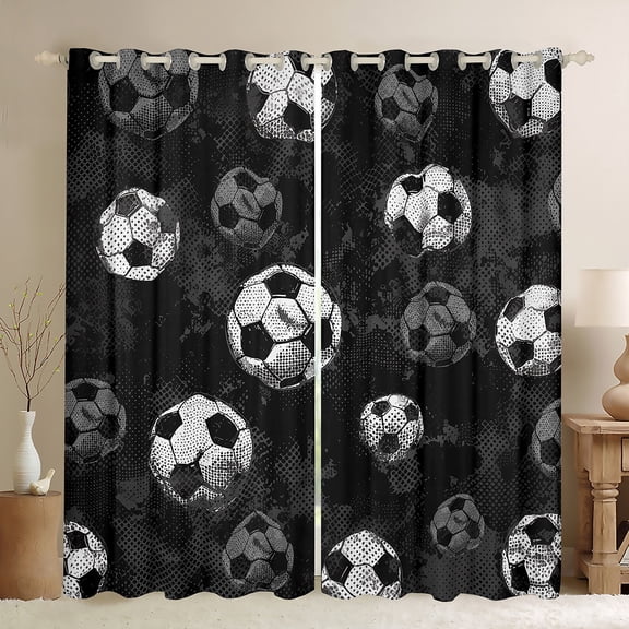 Castle Fairy Female Men Adults Soccer Game Curtains Pack of 2 (42x84 Each),Sport Theme Curtains Blackout,Ball Gaming Bedroom Curtains,Luxury Bedroom Decor