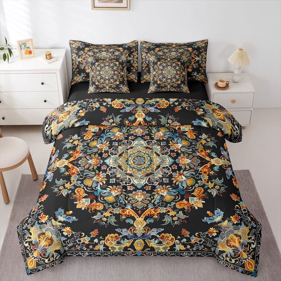 Castle Fairy Female Men Boho Mandala Twin Bedding Sets,Bohemian Bedding Comforter Set