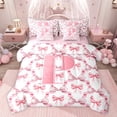 thumbnail image 1 of Castle Fairy Female Men Cartoon Bow Knot Letter Monogrammed P Twin Bedding Sets 7-Piece,Cute Bow-Tie Plaid Grid Bedding Comforter Set Microfiber,Dreamy Princess Breathable Sheet Sets, 1 of 8