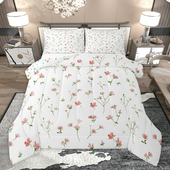 Castle Fairy Female Men Flower Leaves Twin Comforter Sets,Vintage Aesthetic Bedding Set