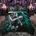 thumbnail image 1 of Castle Fairy Female Men Gothic Skeleton 3 Pieces Queen Comforter Set,Teal Floral Rose Ultra Soft Bedding Sets,Happy Valentine's Day Bedding Comforter Set Breathable,Ultra Soft Home Decor,Reversible, 1 of 8