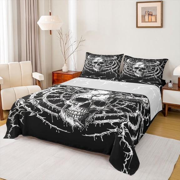 Castle Fairy Female Men Gothic Skull Twin Sheet Sets,Abstract Tree Branches Vine Bedding