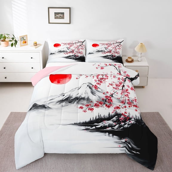 Castle Fairy Female Men Japanese Style Twin Comforter Sets,Floral Sakura Bedding Set