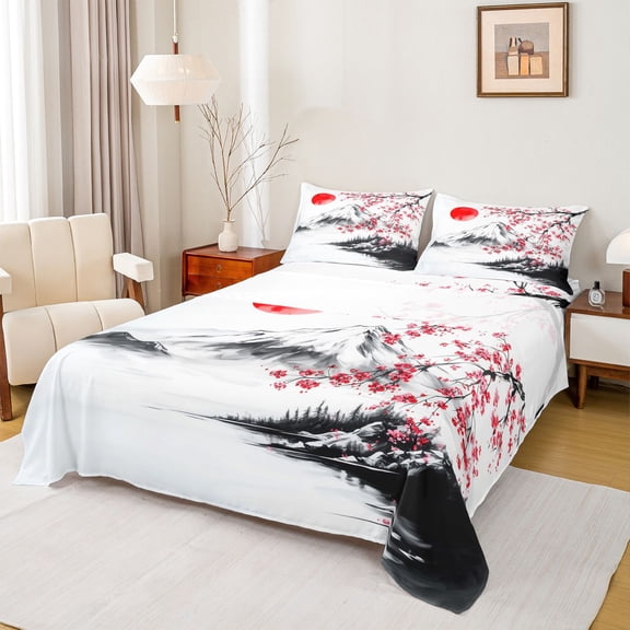 Castle Fairy Female Men Japanese Style Twin Sheet Sets,Floral Sakura Bedding