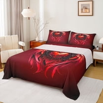 Castle Fairy Female Men Love Heart Print Twin Sheet Sets 3pcs,Happy Valentine's Day Twin Fitted Sheet Microfiber,Romantic Angel Wings Breathable Flat Sheet,Microfiber Bedroom Decor