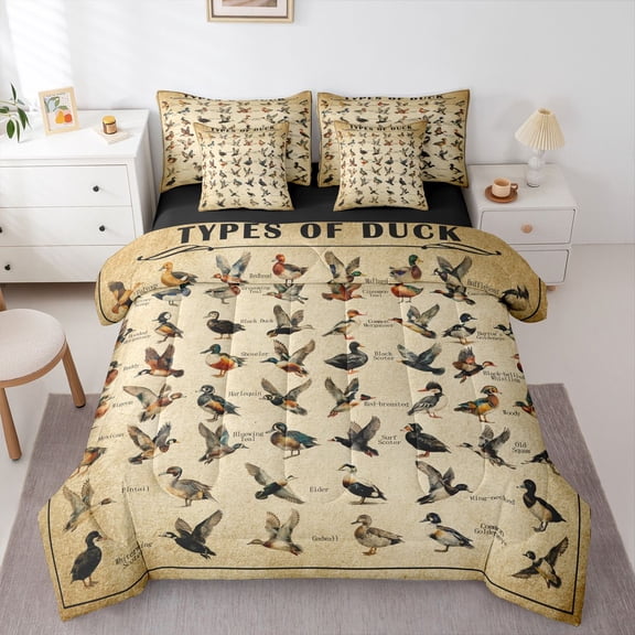 Castle Fairy Mallard Duck Full Size Bedding Sets 7 Pieces for Adults,Animal Hunting Full Size Bed in a Bag