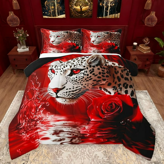 Castle Fairy Twin 2-Piece Animal Cheetah Floral Rose Comforter Set