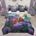 thumbnail image 1 of Castle Fairy Female Men Women Animal Red Sparrow Twin Bedding Sets 7-Piece,Chic Purple Floral Flowers Bedding Comforter Set Microfiber,Christmas Xmas Festival Breathable Sheet Sets, 1 of 8