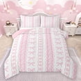 thumbnail image 1 of Castle Fairy Female Men Women Dreamy Bowtie Bedding Comforter Set 2pcs,Chic Floral Blossoms Twin Comforter Sets Microfiber,Geometric Stripes Breathable Bedding Set,Super Cozy Room Decor,Reversible, 1 of 8