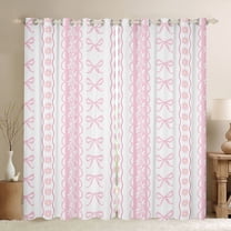 Castle Fairy Female Men Women Dreamy Bowtie Black Out Curtains,Chic Floral Blossoms Curtains Pack of 2 (42x63 Each),Geometric Stripes Bedroom Curtains,Super Cozy Room Decor