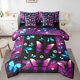 thumbnail image 1 of Castle Fairy Female Men Women Gradient Butterflies Bedding Comforter Set 7pcs,Chic Floral Flowers Queen Bedding Sets Super Cozy,Abstract Ombre Queen Sheet Sets,Luxury Bedroom Decor,Reversible, 1 of 8