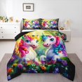 thumbnail image 1 of Castle Fairy Female Men Women Gradient Unicorn Full Size Comforter Sets 3-Piece,Flower Butterflies Bedding Comforter Set,Spring Garden Lightweight Bedding Sets,Super Cozy Room Decor,Reversible, 1 of 8