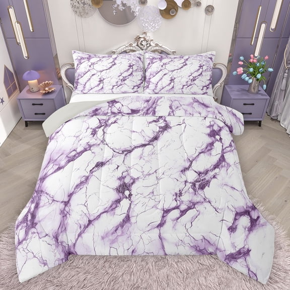 Castle Fairy 2-Piece Twin Size Comforter Set - Marble Watercolor Modern Print