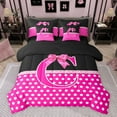 thumbnail image 1 of Castle Fairy Female Men Women Personalized Initial Alphabet C Bedding Comforter Set 7-Piece,Minimalist Polka Dots King Bedding Sets,Cartoon Ribbon Bow-Tie Ultra Soft Bed Sheets,Breathable Home Decor, 1 of 8