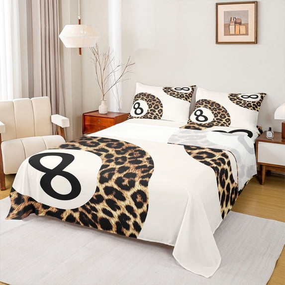 Castle Fairy Female Men Women Sport Billiards 4pcs Bed Sheets,Jungle Animal Cheetah Print King Sheets,Black Brown Super Cozy Sheet Set,Super Cozy Room Decor