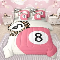 Castle Fairy Female Men Women Sport Billiards Twin Bedding Sets 7-Piece,Jungle Animal Cheetah Print Bedding Comforter Set Microfiber,Pink Brown Breathable Sheet Sets,Super Cozy Room Decor,Reversible