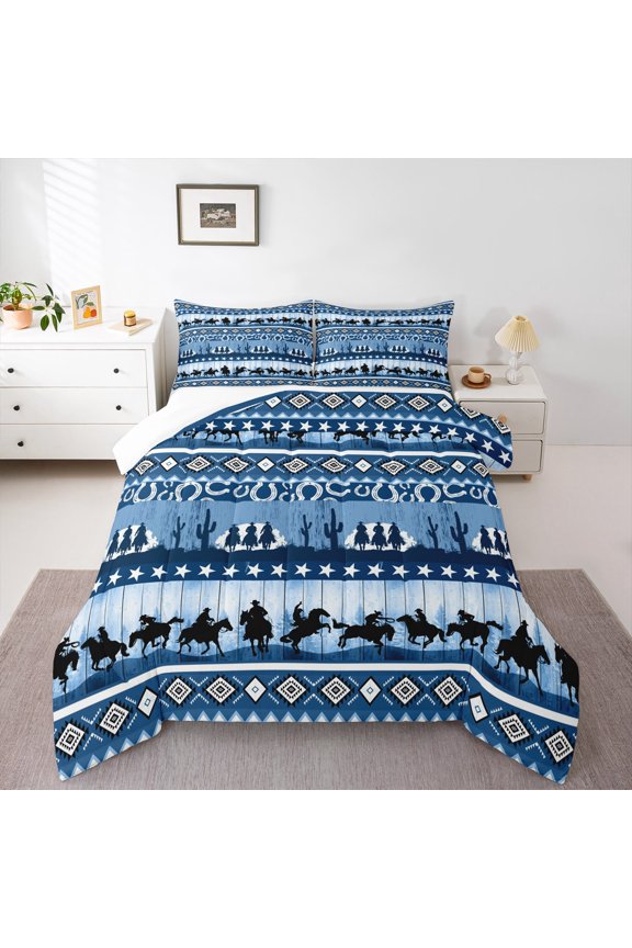 Female Men Women Western Cowboy Bedding Comforter Set 2pcs,Tribal Aztec Twin Comforter Sets Microfiber,Lodge Cabin Breathable Bedding Set,Luxury Bedroom Decor