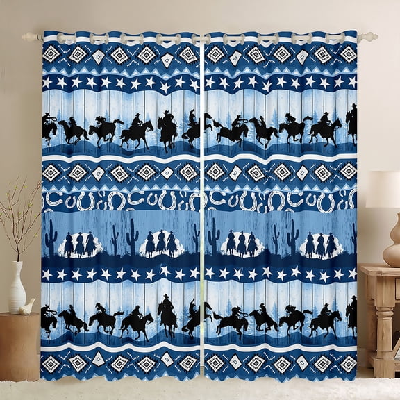 Castle Fairy Female Men Women Western Cowboy Blackout Curtains Set of 2 (52x84 Each),Tribal Aztec Window Curtains,Lodge Cabin Curtains and Drapes,Luxury Bedroom Decor