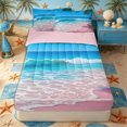 thumbnail image 1 of Castle Fairy Flat Cartoon Tropical Pink Sand Wave Zipper Twin Comforter Sets with Fitted Sheet and 2 Pillowcases,Palm Frond Bright Ocean Tile Zipper Bedding Set,Hot Pink Cyan,Reversible,4-Piece, 1 of 6