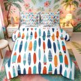 thumbnail image 1 of Castle Fairy Flat Striped Surfboard Full Size Bedding Sets 7 Pieces,Dotted Surf Board Tile Print Full Size Bed in a Bag,Orange Navy,Reversible, 1 of 7
