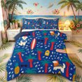 thumbnail image 1 of Castle Fairy Flat Summer Dog Print Queen Comforter Set 3 Pieces,Palm Pineapple Surf Tile Comforter Sets Queen,Navy White,Navy Blue Reversible,1 Comforter and 2 Pillowcases, 1 of 6