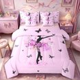 thumbnail image 1 of Castle Fairy Floral Ballet Girl Twin Bedding 7-Piece,Watercolor Butterfly Pattern Bedding Comforter Set,Pink White,Grey Reversible, 1 of 7