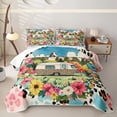thumbnail image 1 of Castle Fairy Floral Camper Twin Quilt Set for Girls,Mountain Art Twin Coverlet Set for Bedroom,Pink Green Beige, 1 of 7