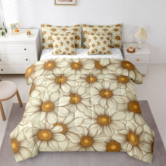 Castle Fairy Floral Daisy Bedding Comforter Set,Exotic Style King Bedding Sets