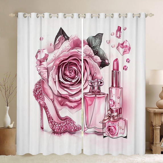 Castle Fairy Floral High Heels Curtains Pack of 2 (42x84 Each),Romantic Curtains Blackout