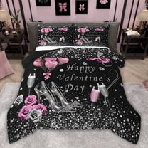Castle Fairy Floral High Heels Twin Comforter Sets,Happy Valentine's Day Bedding Set