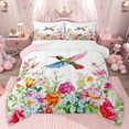 thumbnail image 1 of Castle Fairy Floral Hummingbird Queen Comforter Set,Spring Garden Bedding Comforter Set, 1 of 8