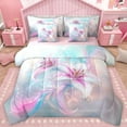 thumbnail image 1 of Castle Fairy Floral Lily Bedding Comforter Set 7 Pieces for Children Teens Adults,Abstract Gradient Flower Full Bedding Set Lightweight,Spring Garden Fitted Sheet Flat Sheet,Microfiber Bedroom Decor, 1 of 8