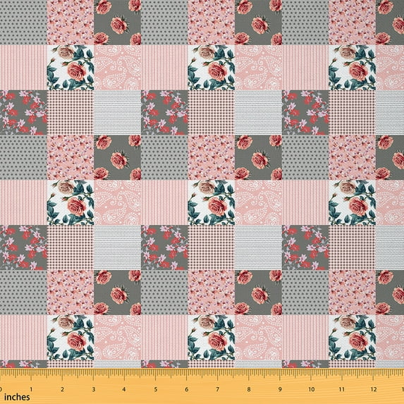 Castle Fairy Floral Rose Fabric by the Yard 1 Yard,Geometric Lattice Home Decor Fabric by the Yard,Bohemian Paisley Room Decor Fabric by the Yard,Microfiber Bedroom Decor