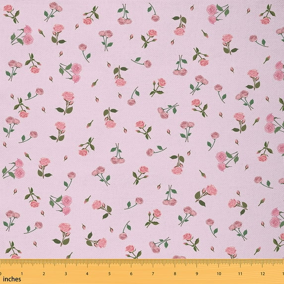 Castle Fairy Floral Rose Fabric by the Yard 1 Yard,Spring Graden Home Decor Fabric by the Yard,Chic Flower Room Decor Fabric by the Yard,Microfiber Bedroom Decor