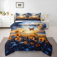 thumbnail image 1 of Castle Fairy Floral Sunflower 3 Pieces Queen Comforter Set,Flying Butterfly Ultra Soft Bedding Sets,Blue Orange Bedding Comforter Set,Super Cozy Flower Room Decor,Reversible, 1 of 8