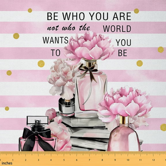 Castle Fairy Flower Perfume Fabric by the Yard 2 Yards for Teens,Pink Fashion Room Decor Fabric by the Yard,Geometric Stripes Sewing Fabric,Microfiber Bedroom Decor