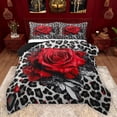 thumbnail image 1 of Castle Fairy Flower Red Rose 3 Pieces Queen Comforter Set for Female Men Adults,Chic Floral Blossoms Ultra Soft Bedding Sets,Abstract Leopard Print Bedding Comforter Set Breathable, 1 of 8