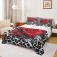 thumbnail image 1 of Castle Fairy Flower Red Rose 4pcs Bed Sheets for Female Men Adults,Chic Floral Blossoms King Sheets,Abstract Leopard Print Super Cozy Sheet Set,Breathable Home Decor, 1 of 7