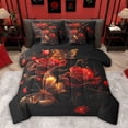 thumbnail image 1 of Castle Fairy Flower Rose Romantic Gold Butterfly King Bedding Comforter Set, 1 of 8