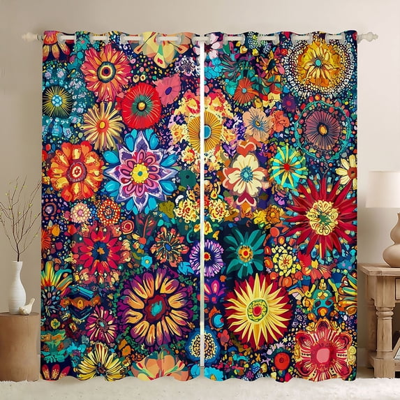 Castle Fairy Flowers Blackout Curtains Set of 2 (52x84 Each),Exotic Style Window Curtains