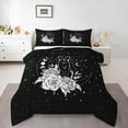 thumbnail image 1 of Castle Fairy Flowers Cat 3 Pieces Queen Comforter Set for Teens Adults,Starry Sky Moon Ultra Soft Bedding Sets,Universe Cosmos Bedding Comforter Set Breathable,Lightweight Room Decor,Reversible, 1 of 8