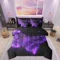 thumbnail image 1 of Castle Fairy Flying Butterfly 7-Piece Twin Bedding Sets,Black Purple Bedding Comforter Set,Neon Gradient Breathable Sheet Sets,Ultra Soft Animal Home Decor,Reversible, 1 of 9