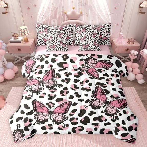 Castle Fairy Flying Butterfly Bedding Comforter Set,Abstract Gradient King Bedding Sets