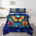 thumbnail image 1 of Castle Fairy Flying Butterfly Queen Comforter Set,Floral Rose Bedding Comforter Set, 1 of 8