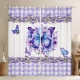 thumbnail image 1 of Castle Fairy Flying Gradient Butterflies Girl Curtains Pack of 2 (42x84 Each),Geometric Plaid Grid Curtains Blackout,Purple Floral Flowers Bedroom Curtains,Breathable Home Decor, 1 of 6