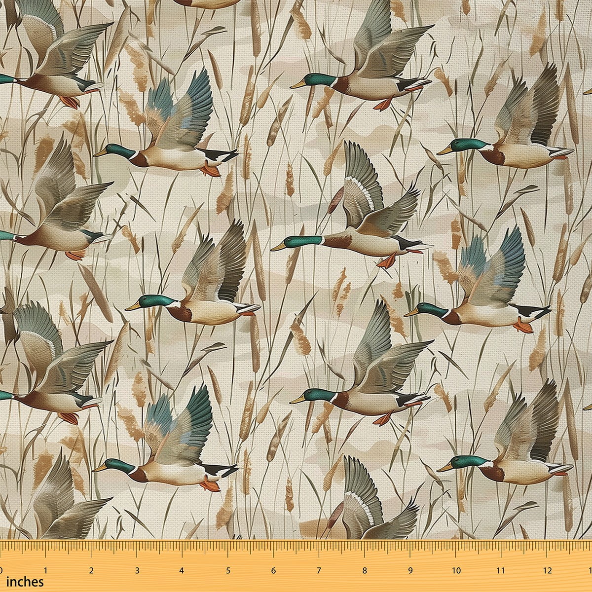 Castle Fairy Flying Mallard Duck Fabric by the Yard 3 Yards for Teens,Abstract Camouflage Sewing Fabric,Rustic Animal Fabric for Sewing,Super Cozy Room Decor